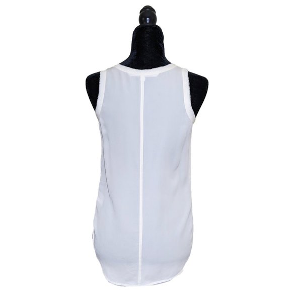 VERONICA BEARD Raw Edge Silk Off-White Tank Top - Picture 5 of 7